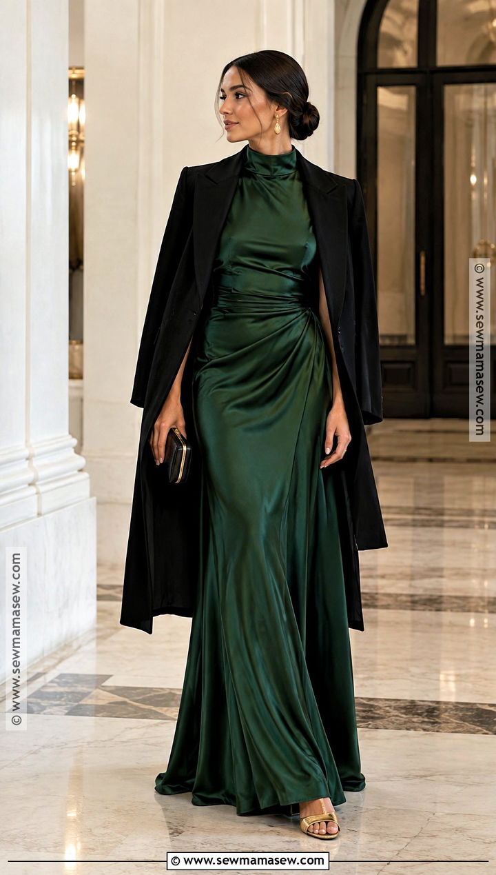 Forest Green High Neck Gown - 25 fall formal dresses
