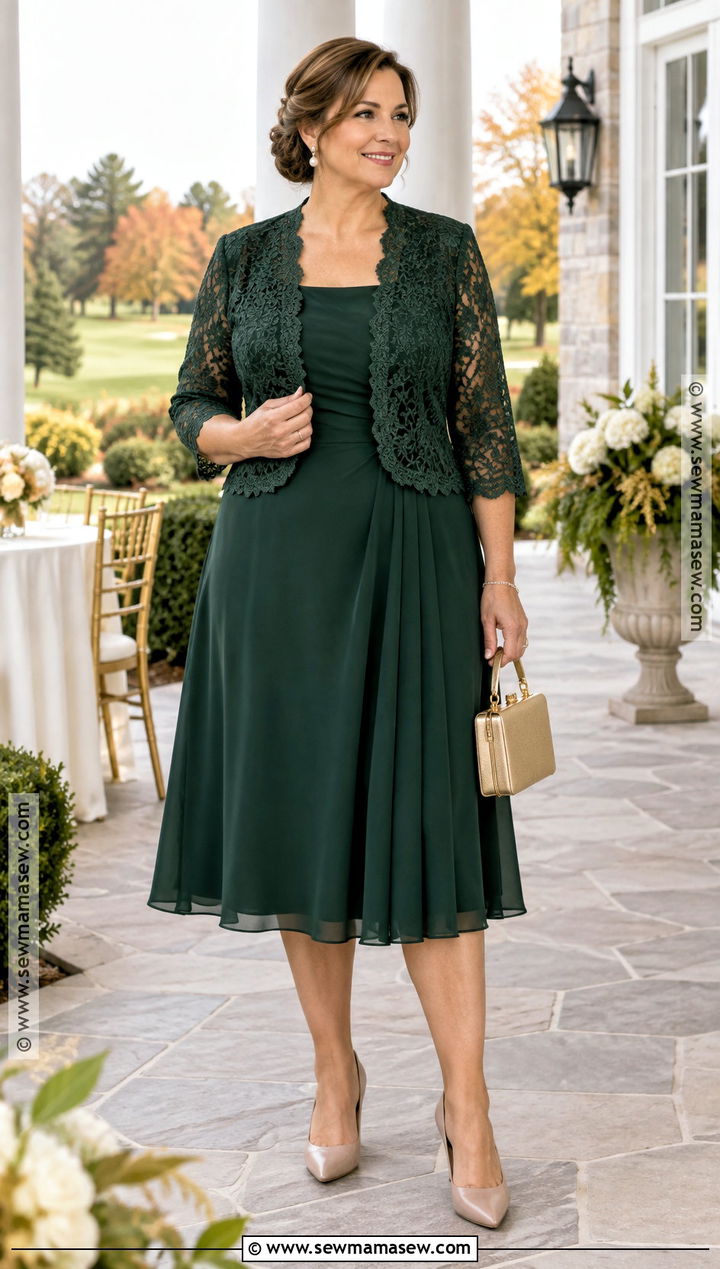 Forest Green Jacket Plus Size Mother of the Bride Dress - 20 mother of the bride dresses plus size fall