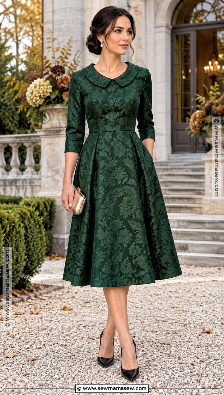 Forest Green Jacquard Mother Of The Groom Dress - 20 mother of the groom dresses over 30 fall