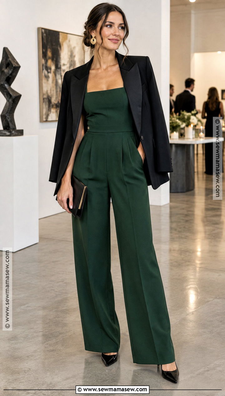 Forest Green Jumpsuit Fall Wedding Outfit - 20 fall wedding outfits for women