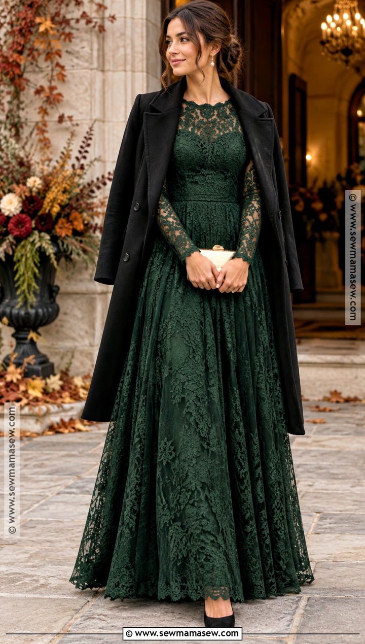 Forest Green Lace Gown - 15 Fall Color Gowns