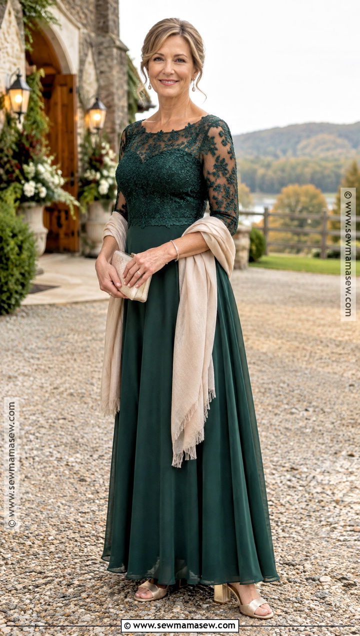 Forest Green Lace Mother Of The Bride Dress - 25 fall mother of the bride dresses rustic