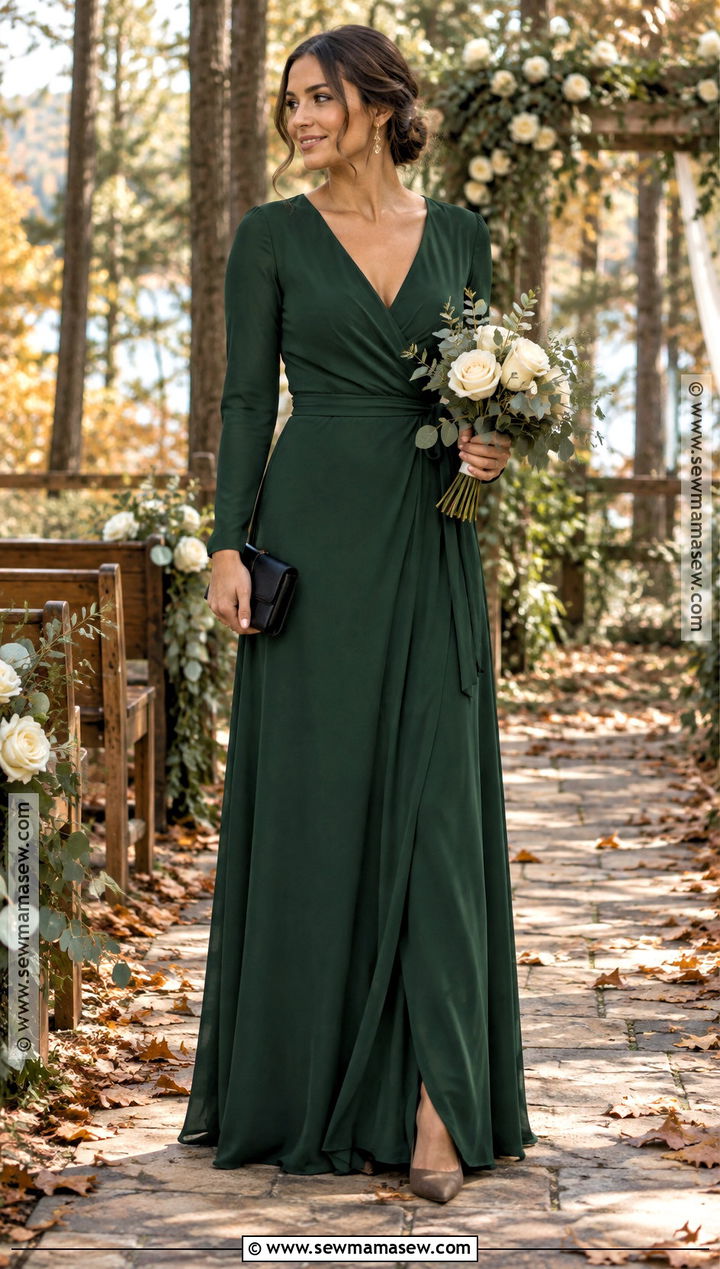 Forest Green Long Sleeve Bridesmaid Dress - 15 bridesmaid autumn dresses