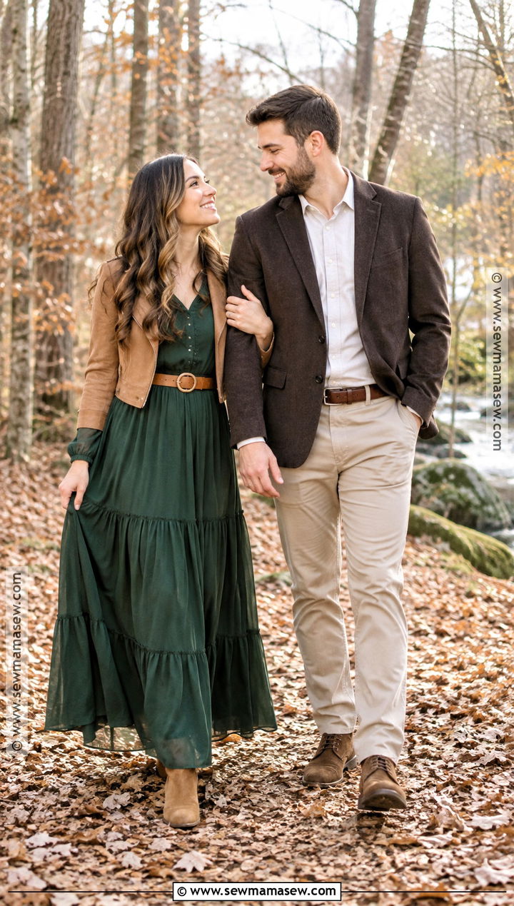 Forest Green Maxi Dress And Suede Boots - 20 november engagement pictures outfit ideas