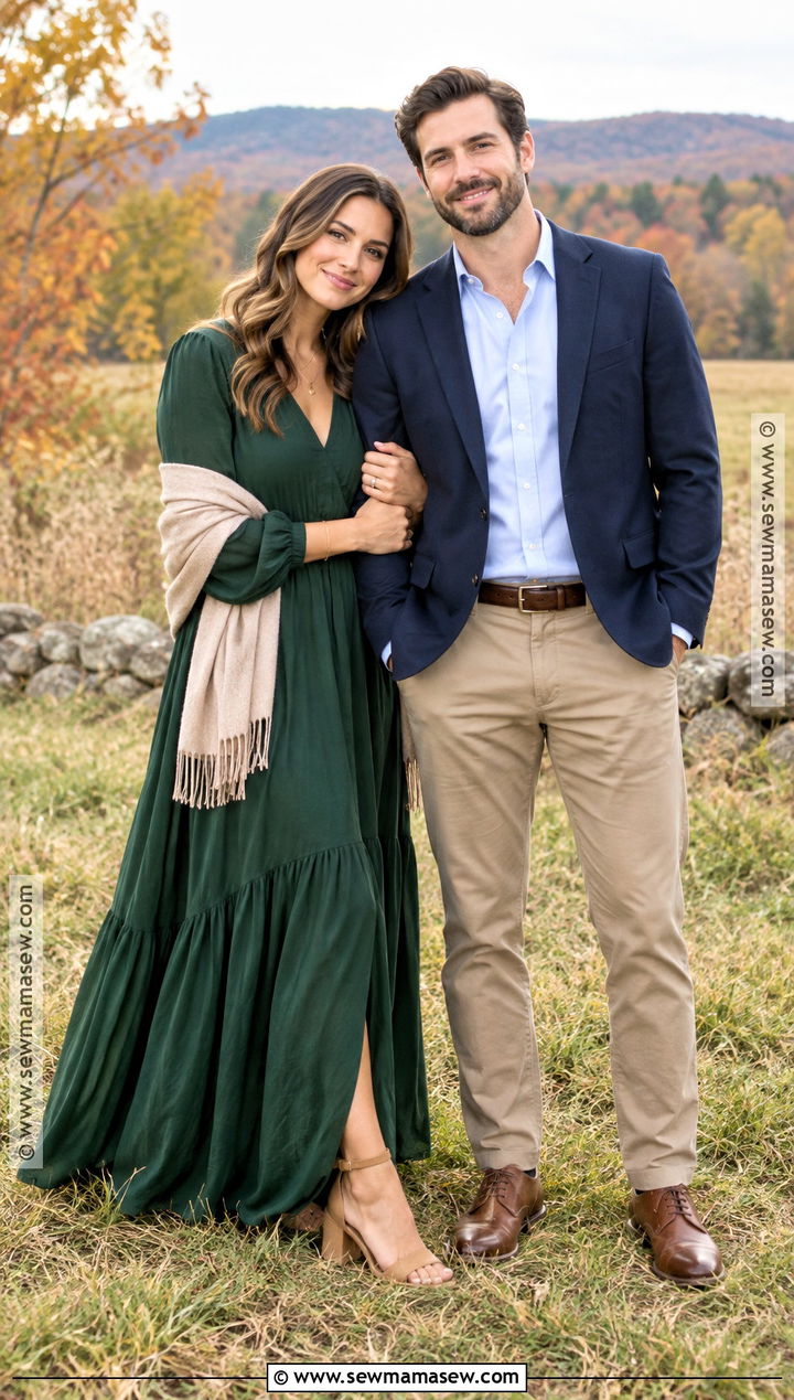 Forest Green Maxi Dress Engagement Photo Outfit - 15 engagement photos outfits october