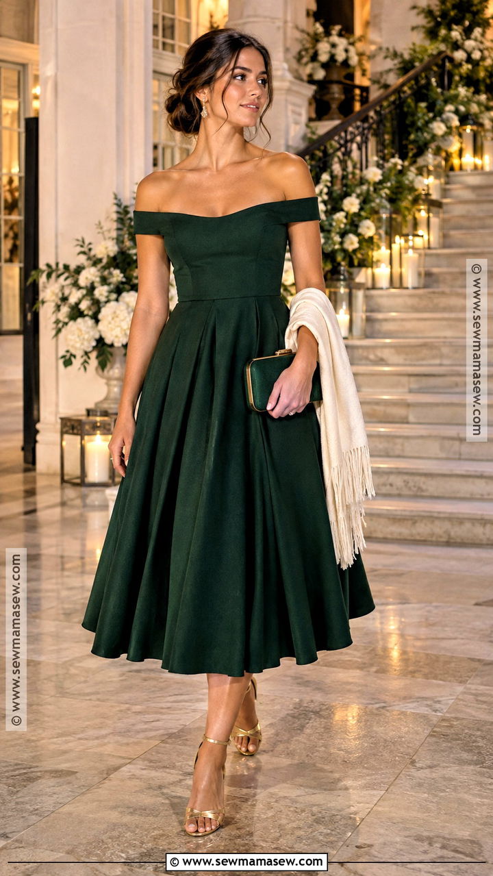 Forest Green Off Shoulder Homecoming Outfit - 20 Fall Homecoming Outfits