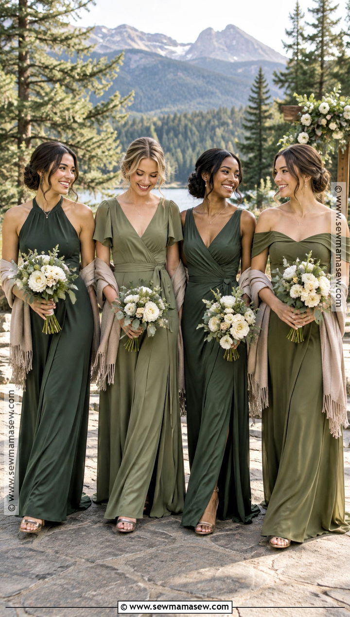 Forest Green Olive and Sage Bridesmaid Dresses - 15 Multiple Color Bridesmaid Dresses Fall