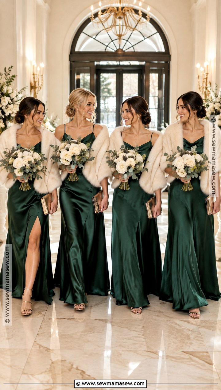 Forest Green Satin Bridesmaid Dress - 15 November Wedding Colors Bridesmaid Dress Ideas