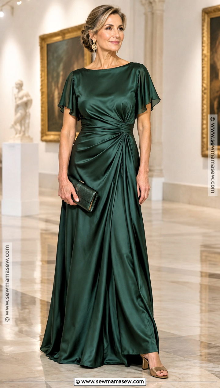 Forest Green Satin Mother of the Groom Gown - 25 mother of the groom dresses for fall
