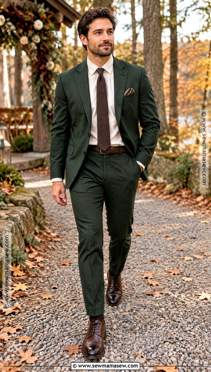 Forest Green Suit Fall Wedding Attire - 20 fall wedding mens attire ideas