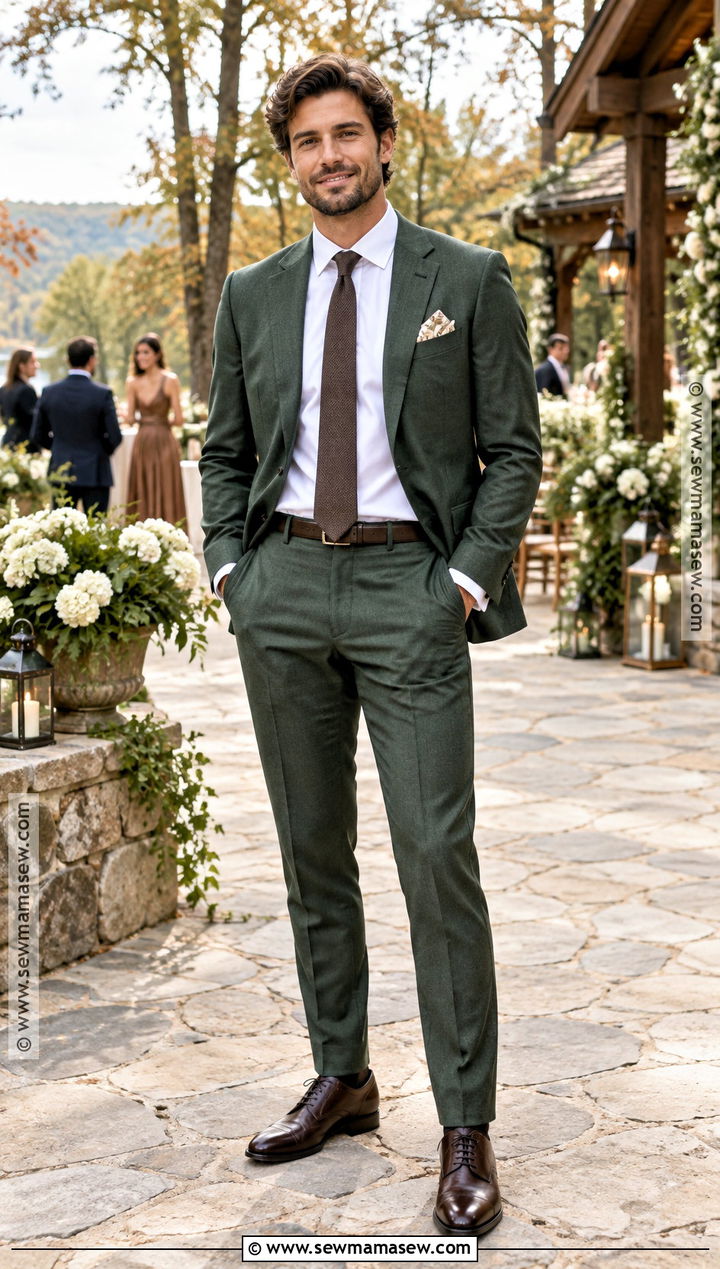 Forest Green Suit Fall Wedding Guest Outfit - 20 mens fall wedding attire guest ideas