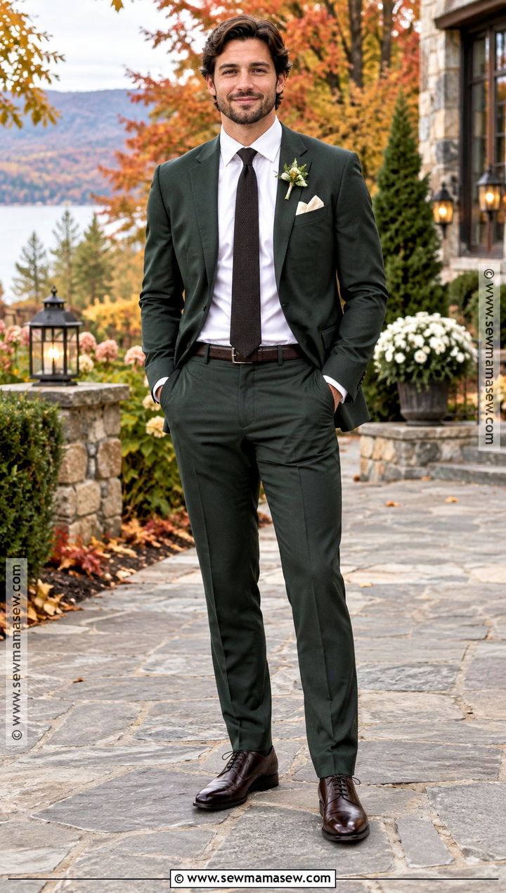 Forest Green Suit Groom Attire - 15 october wedding groom attire ideas