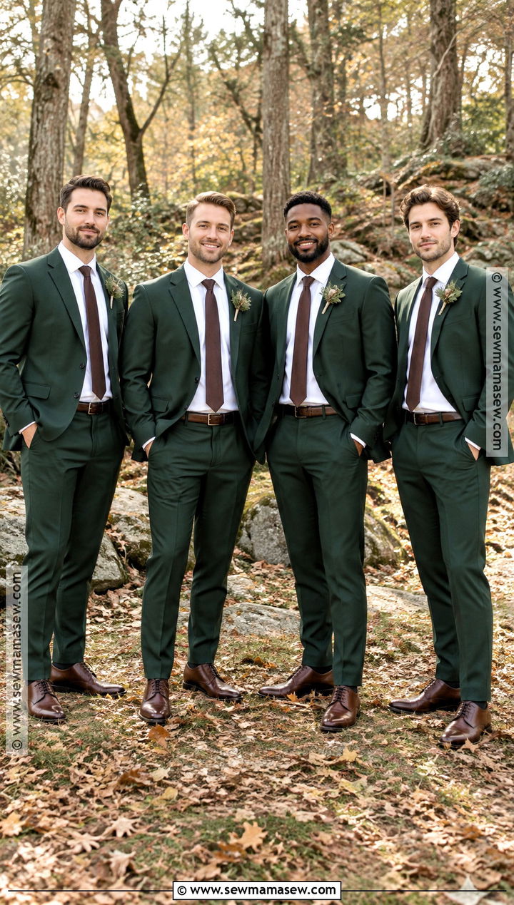 Forest Green Suit Groomsmen Attire - 25 fall wedding groomsmen attire ideas