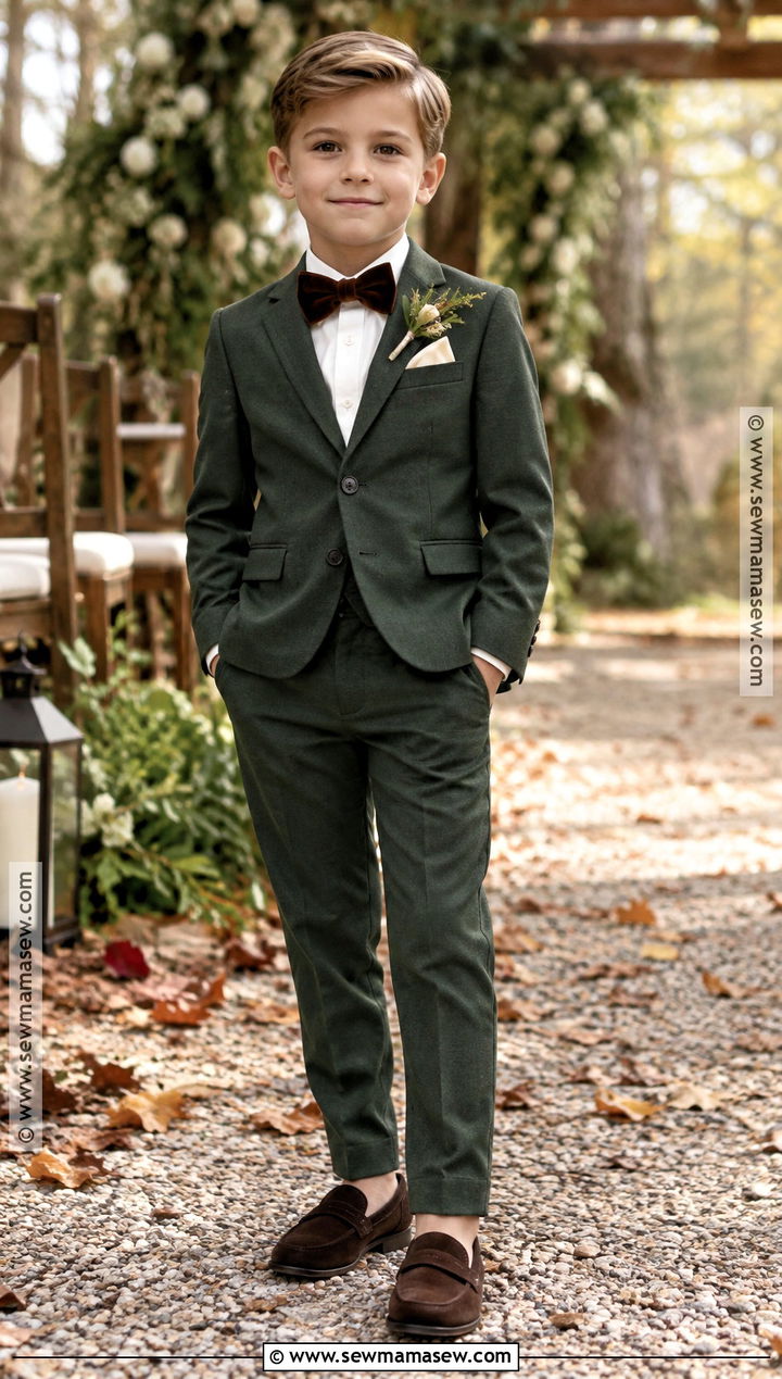 Forest Green Suit Ring Bearer Outfit - 20 fall ring bearer outfit ideas