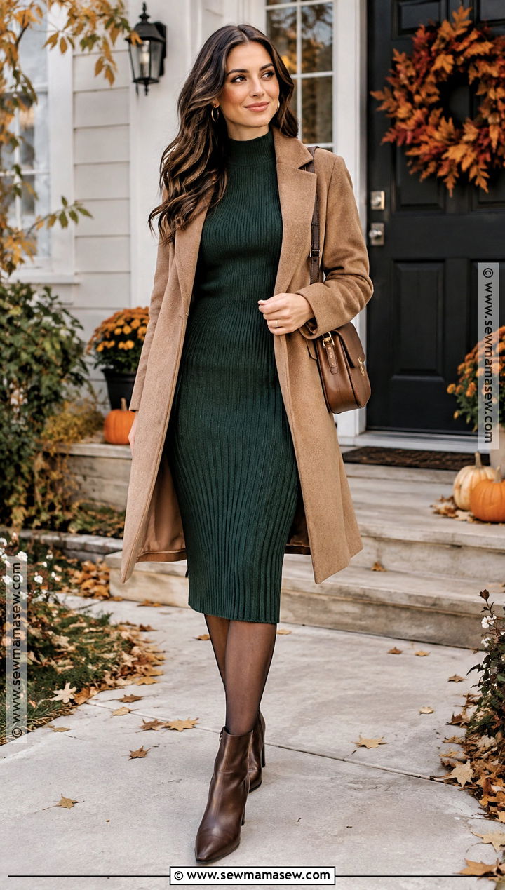 Forest Green Sweater Dress Bridal Shower Outfit - 15 october bridal shower outfit ideas