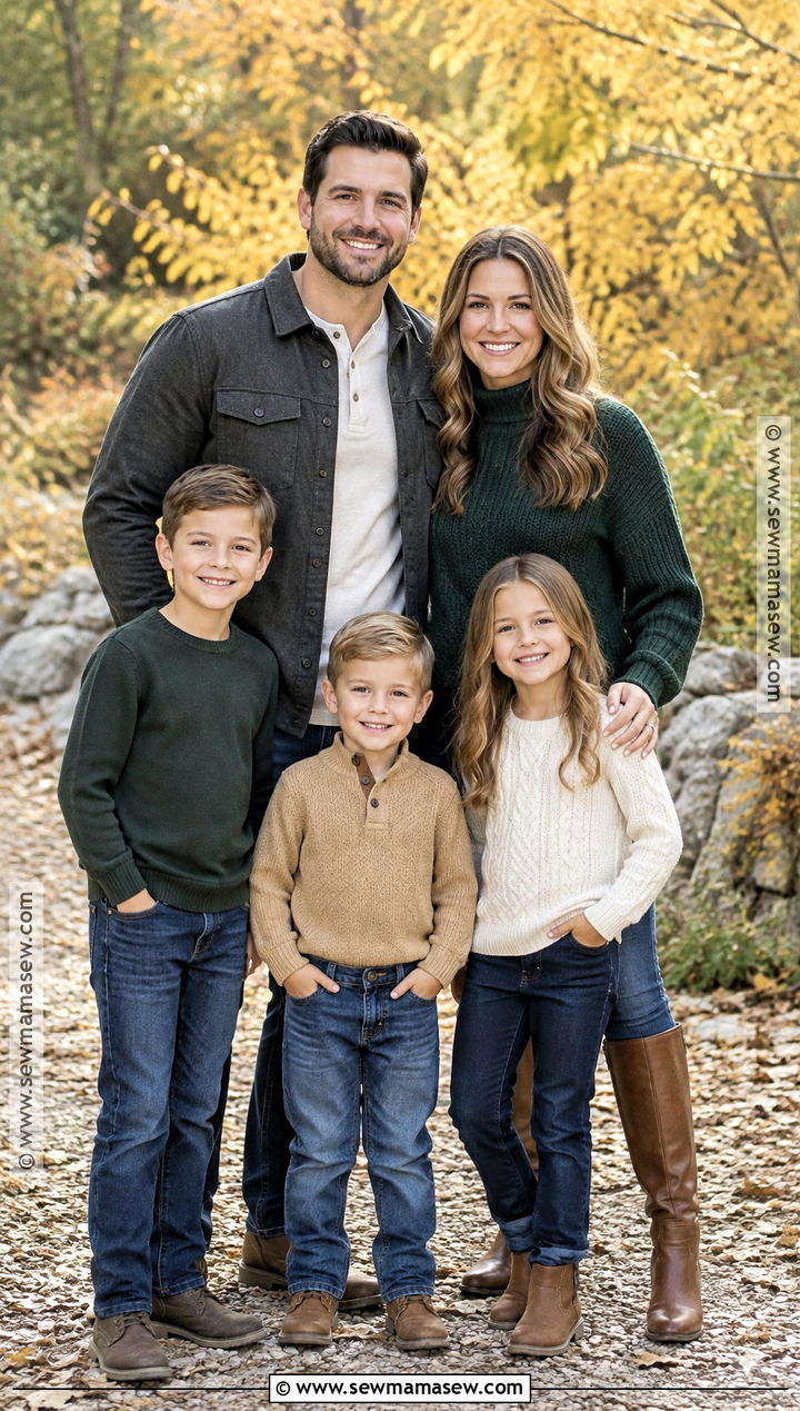 Forest Green Sweaters And Jeans Family Outfit - 20 fall family pictures outfits jeans
