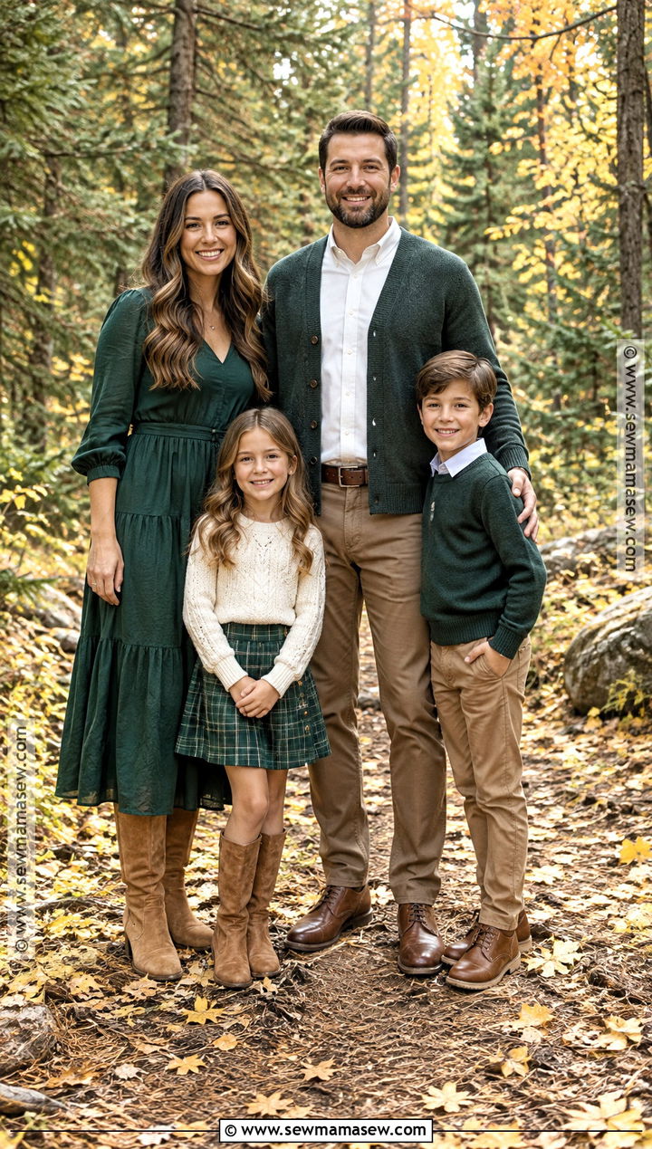Forest Green Tan and Ivory Fall Family Photo Outfits - 20 Fall Family Photo Outfits Color Combos
