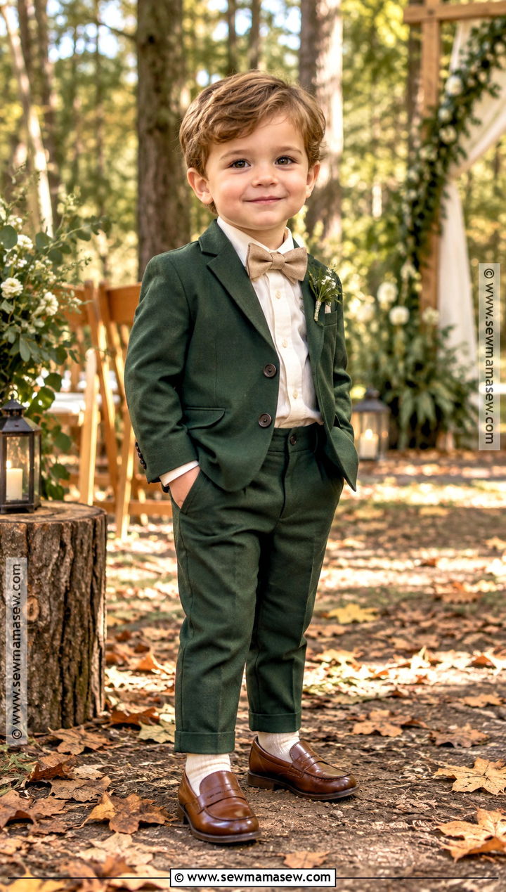 Forest Green Toddler Boy Fall Wedding Suit - 15 toddler boy wedding outfit fall ideas