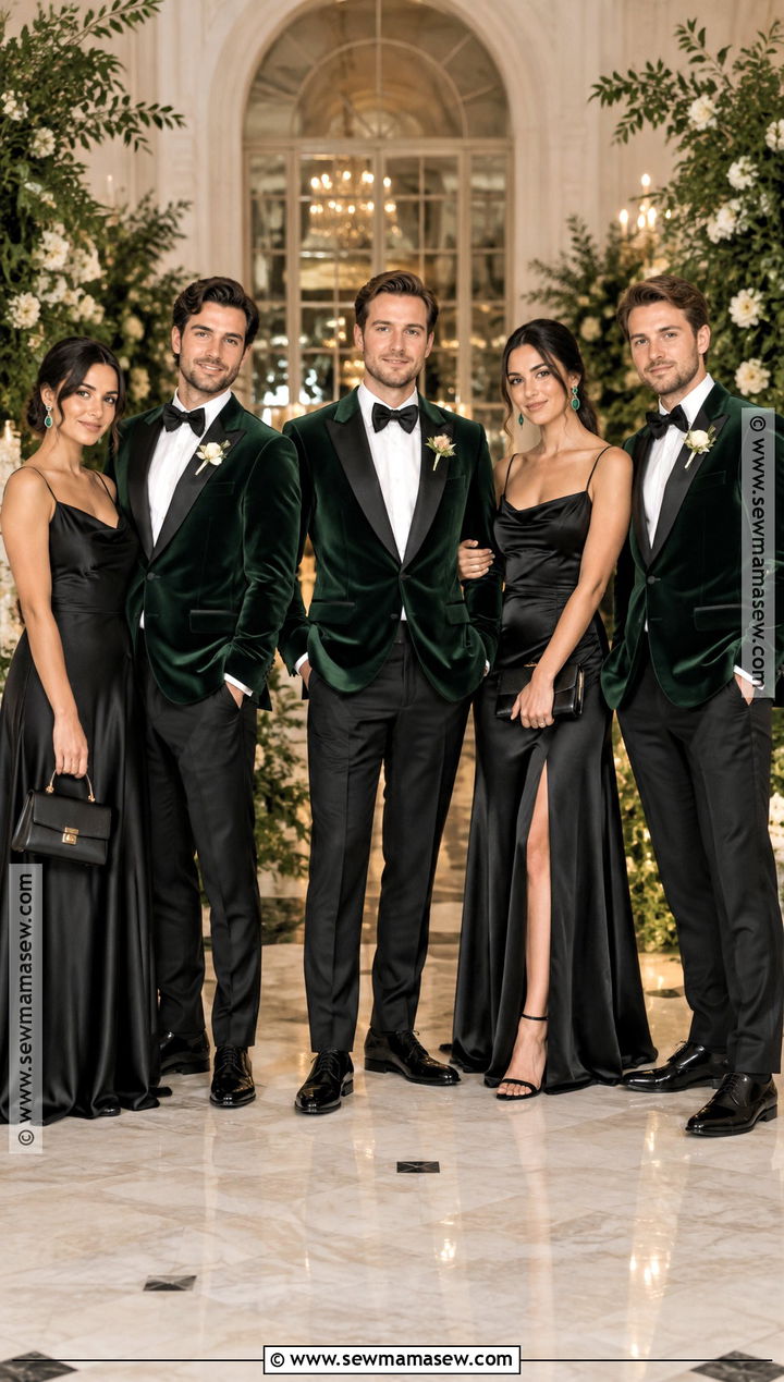 Forest Green Tuxedo Fall Wedding Party Attire - 15 fall wedding wedding party attire ideas