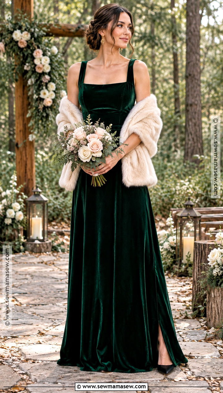 Forest Green Velvet Fall Bridal Party Dress - 15 fall bridal party dresses