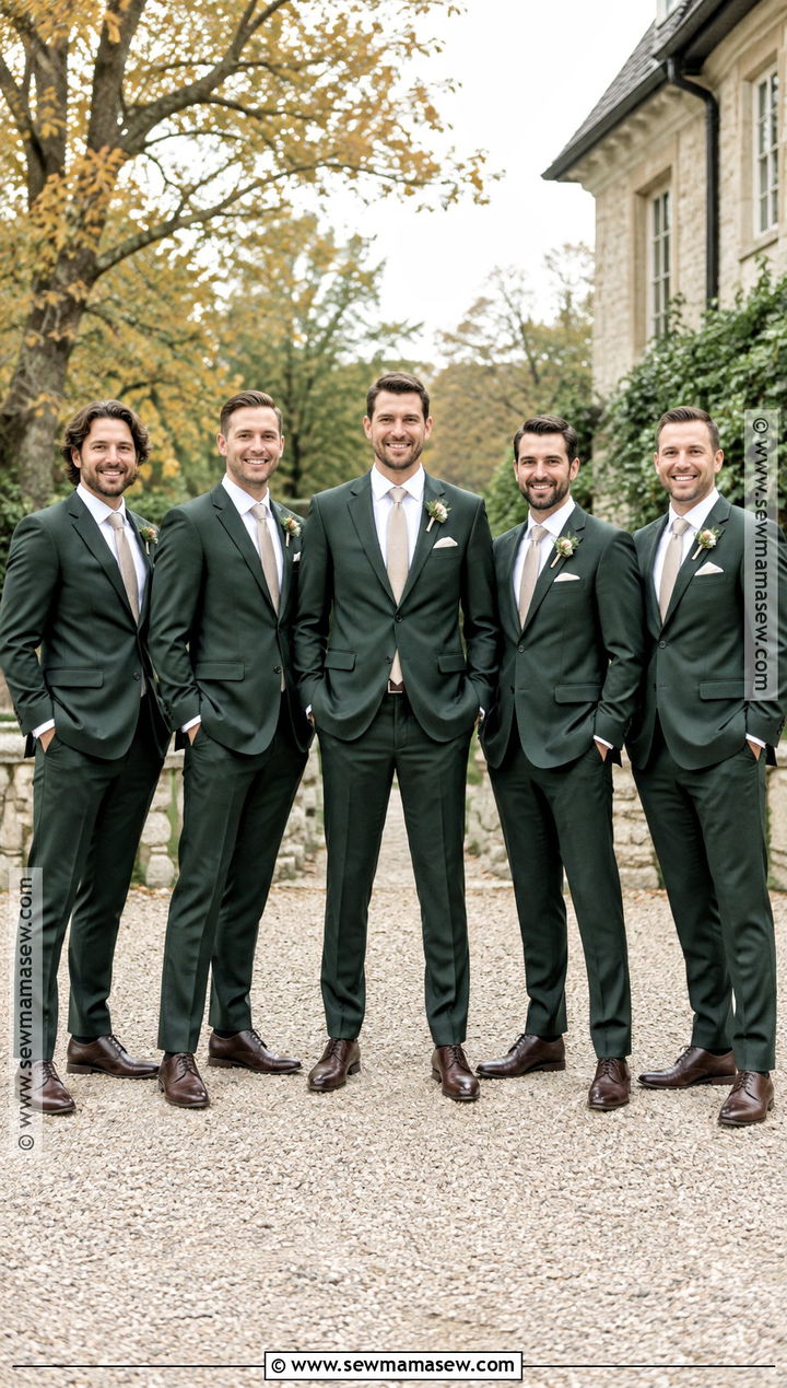 Forest Green Wool Suit Groomsmen Attire - 15 groomsmen fall attire ideas