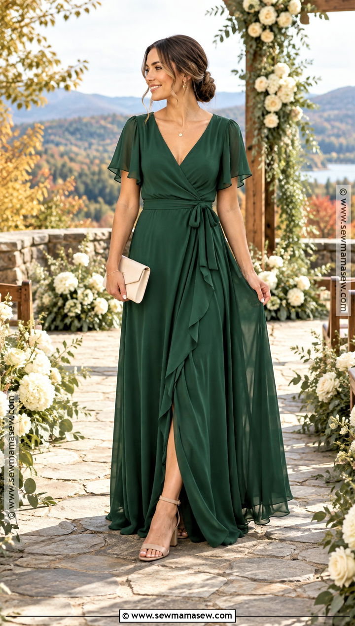 Forest Green Wrap Maid of Honor Dress - 20 fall maid of honor dresses