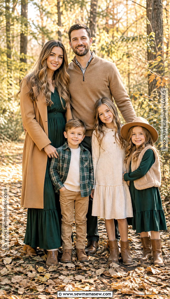 Forest Green and Camel Family Photo Outfit - 15 family photo outfits fall green