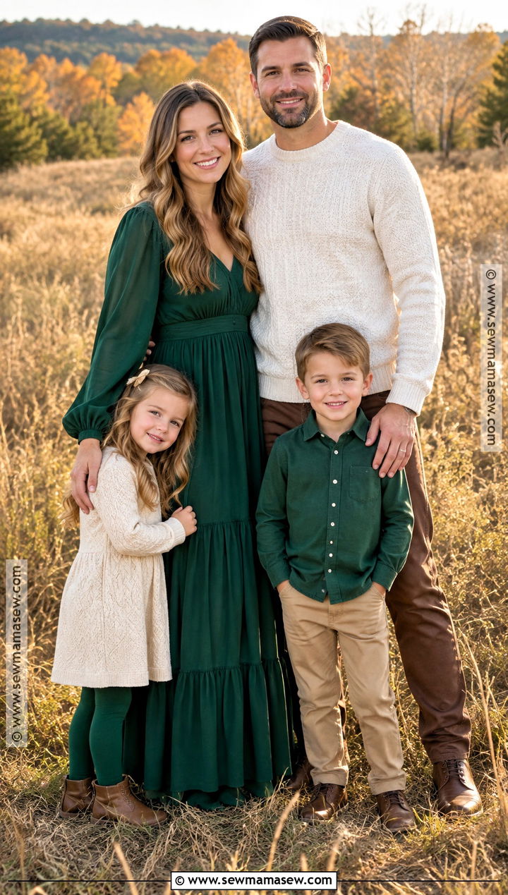 Forest Green and Cream Fall Family Picture Outfit - 15 fall clothes for family pictures