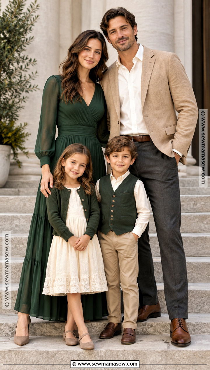 Forest Green and Ivory Formal Family Photo Outfit - 15 family photo outfits fall green