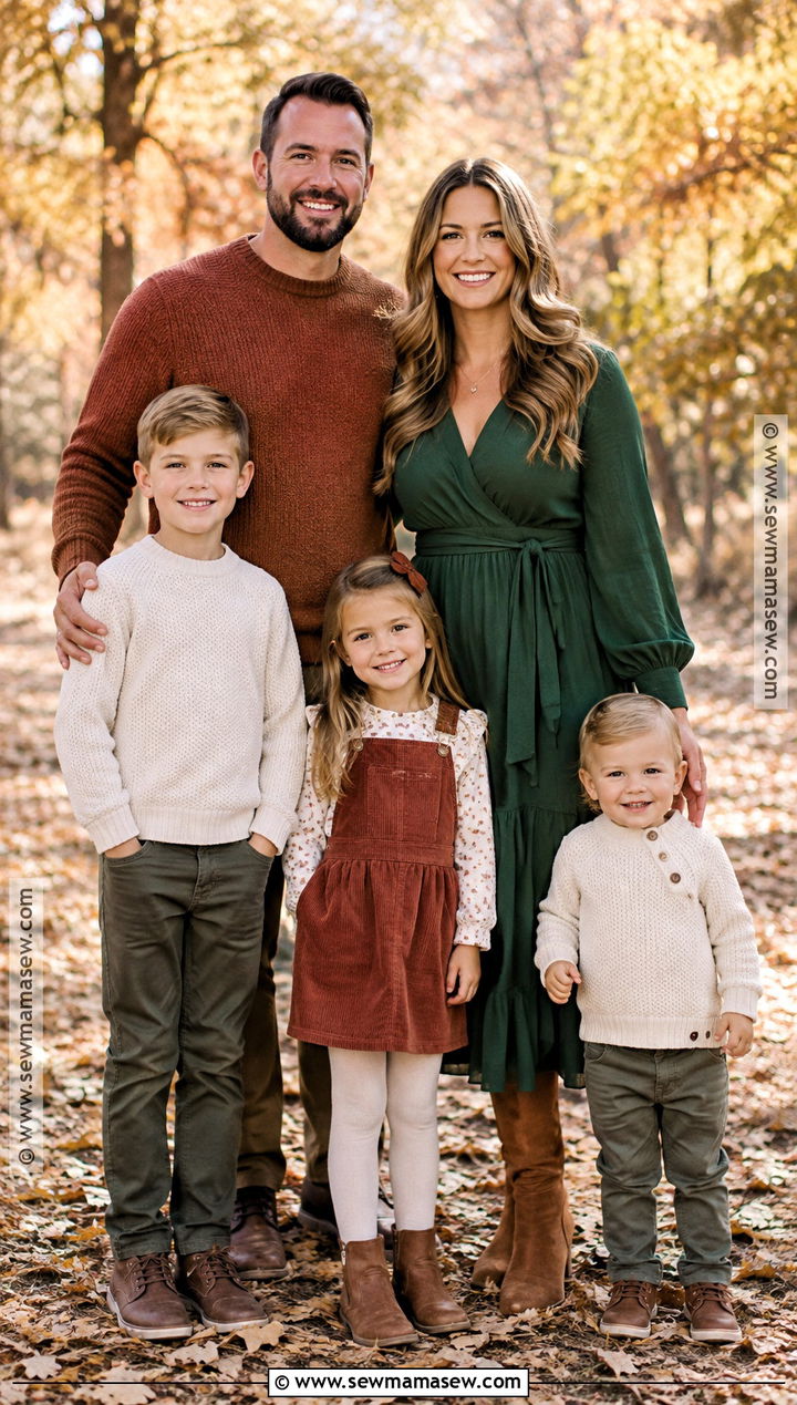 Forest Green and Rust Family Photo Outfits - 15 fall green family pictures outfits