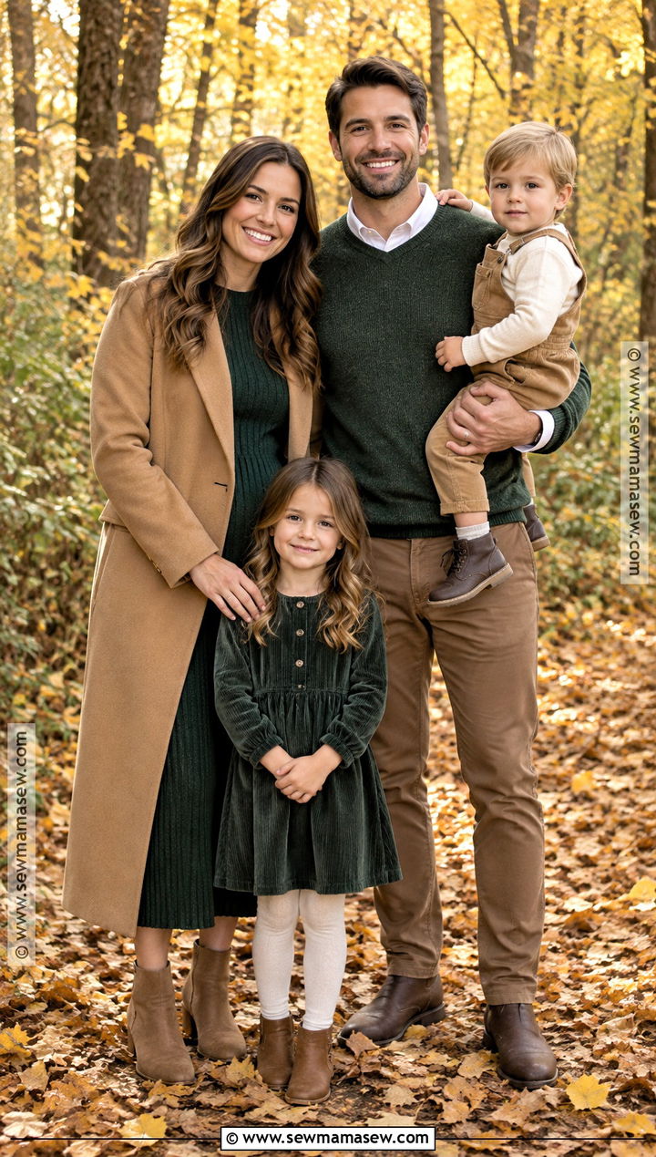 Forest Green and Tan Fall Family Outfit - 15 fall outfits for family pictures outside