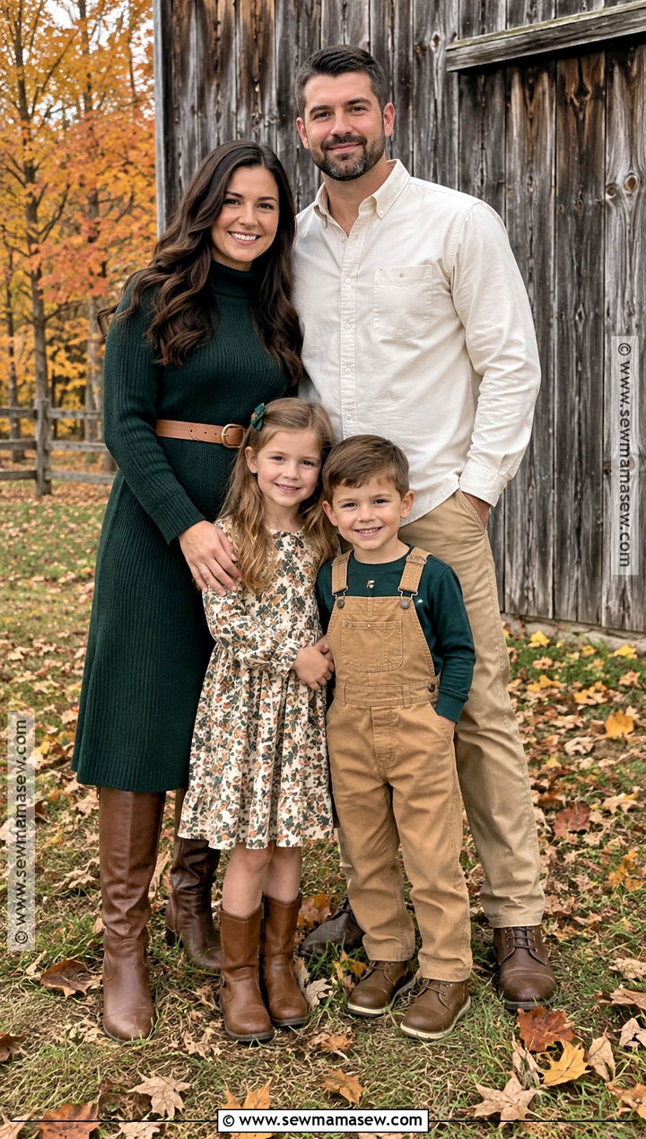 Forest Green and Tan Fall Family Outfits - 25 fall family outfits