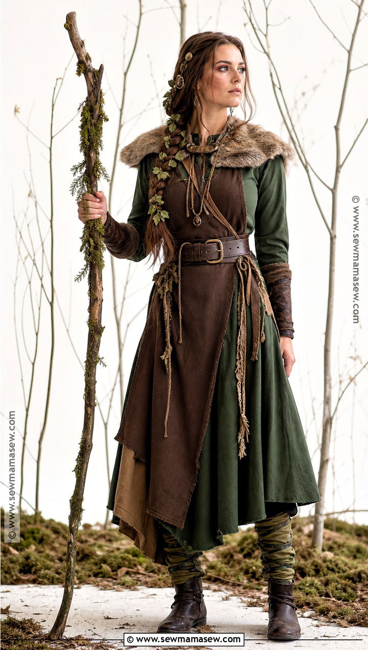 Forest Viking Witch Costume With Green Dress - 30 viking witch costume ideas