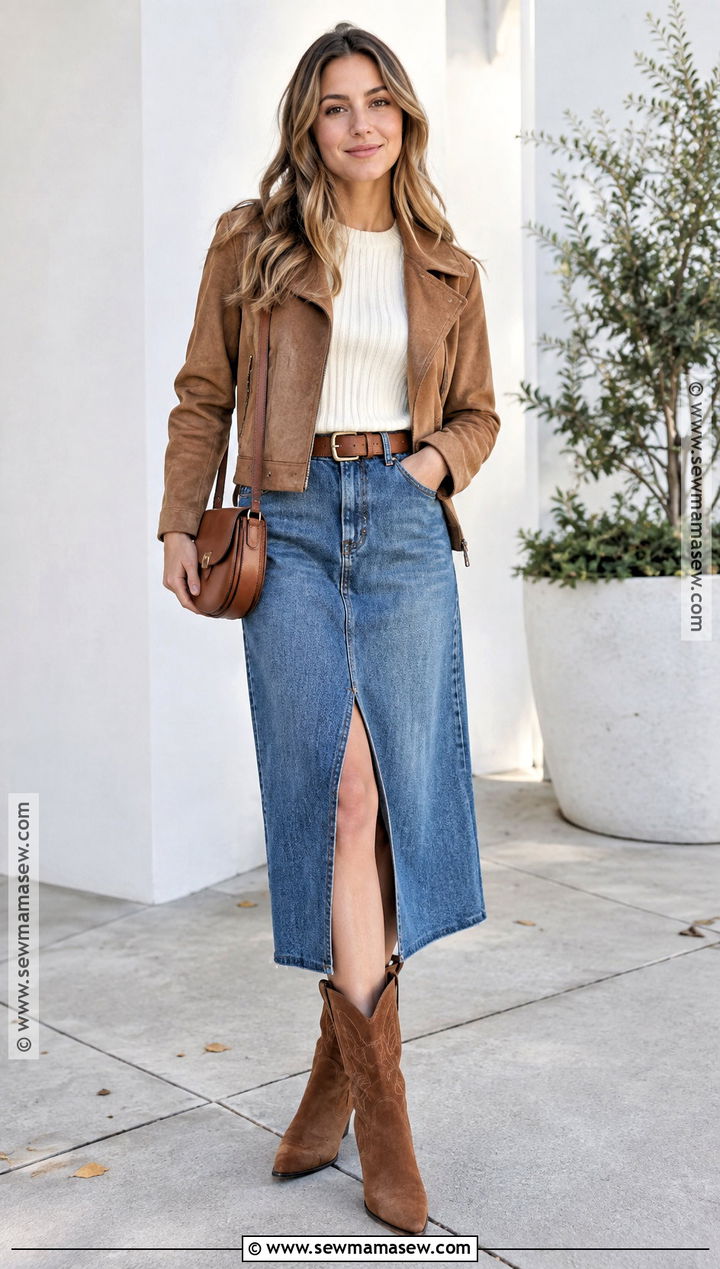 Forever 21 Cowboy Boots With Denim Midi Skirt - 15 forever 21 fall boots