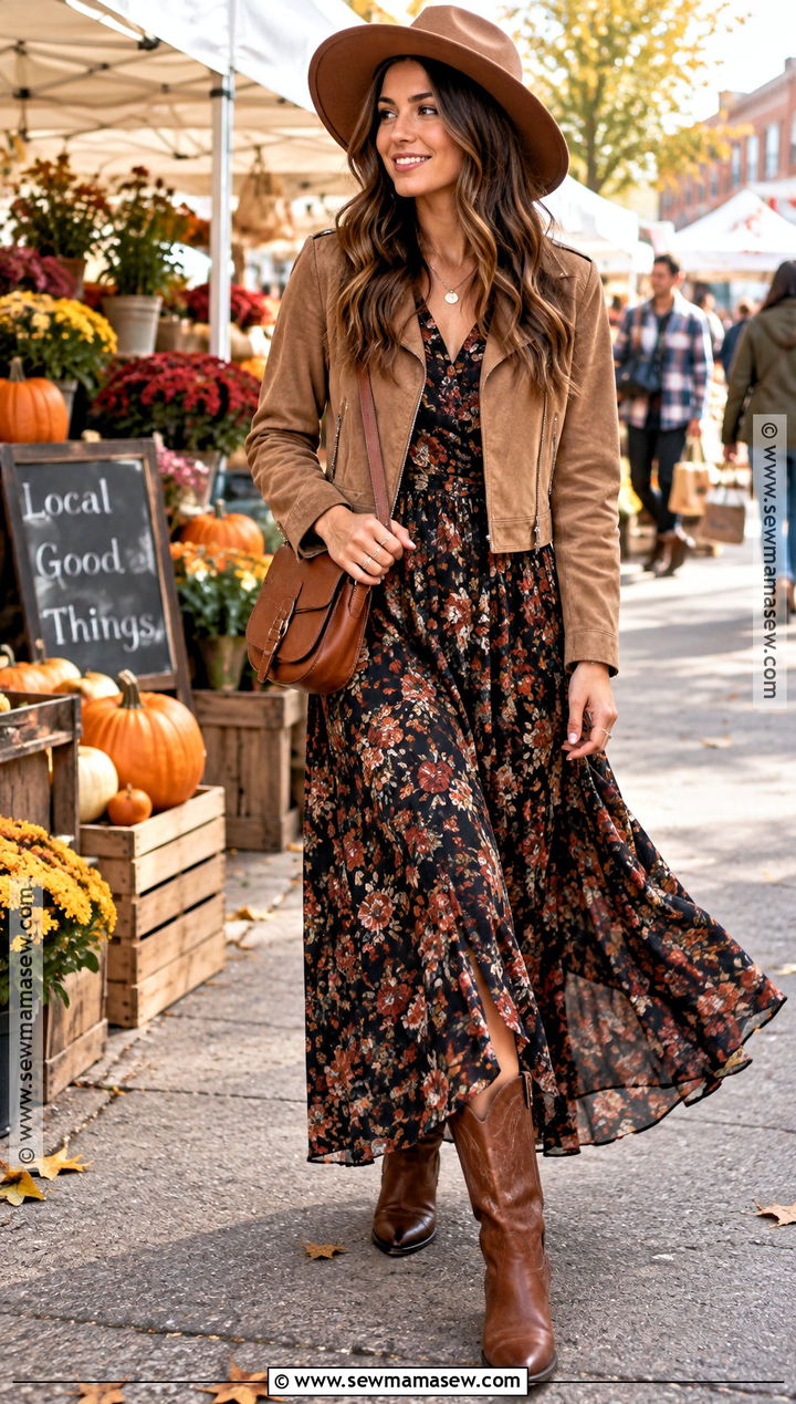 Forever 21 Floral Maxi Dress With Western Boots - 15 forever 21 fall dresses