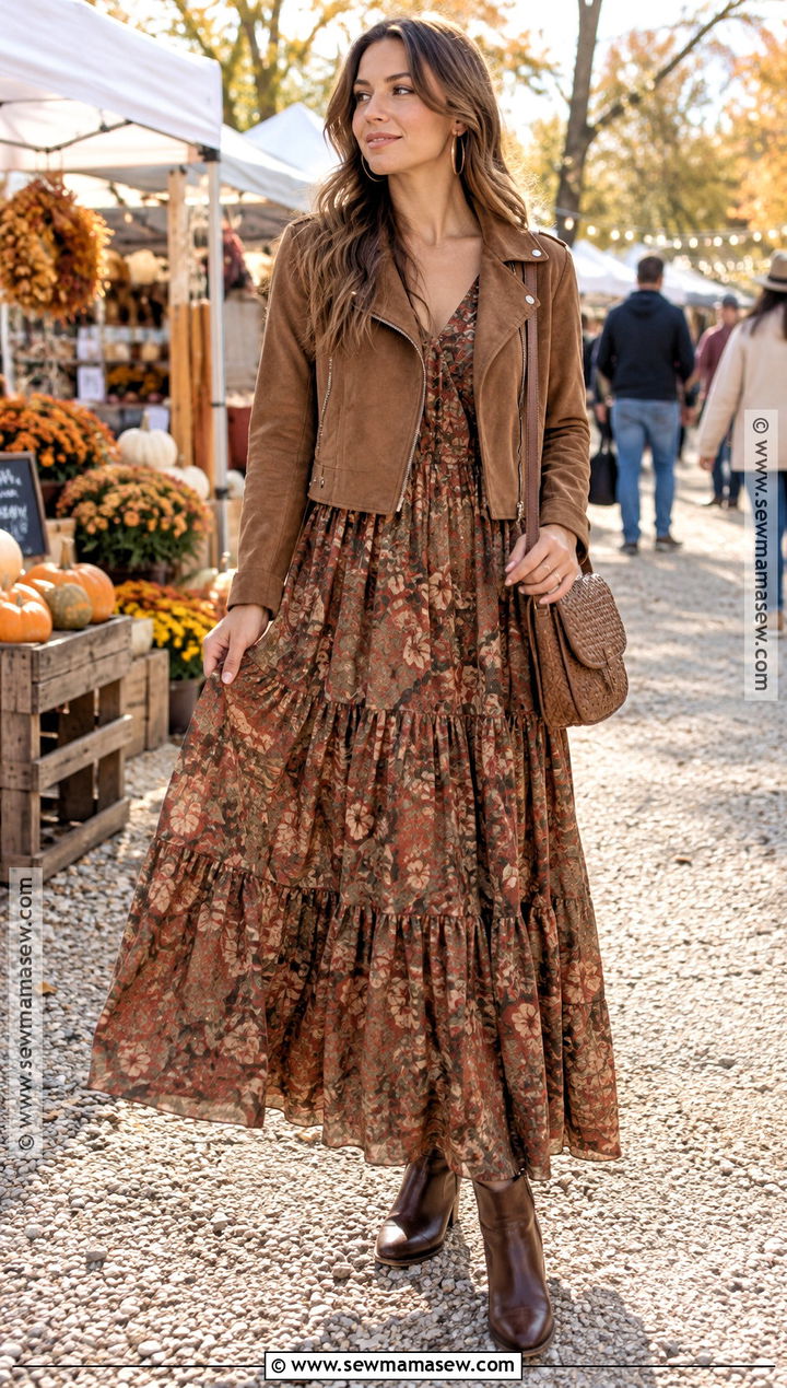 Forever 21 Tiered Boho Maxi Dress With Suede Jacket - 15 forever 21 fall dresses