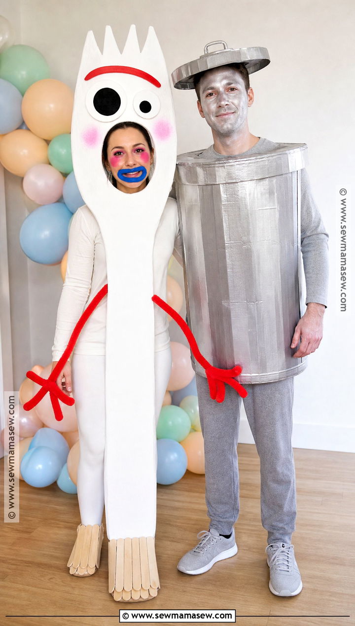 Forky Trash Can Duo Costume - 30 forky toy story costume ideas