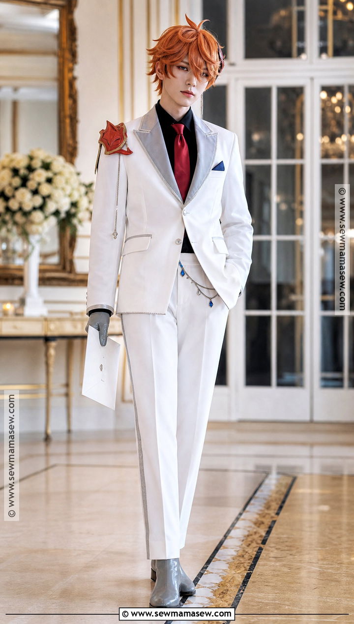 Formal White Suit Childe Cosplay - 30 childe cosplay ideas