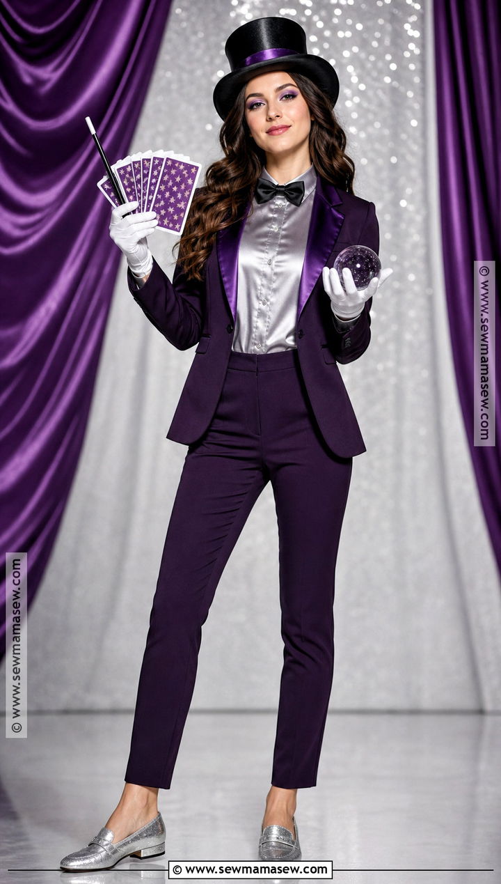 Fortune Stage Magician Costume With Purple Suit - 35 Magician Costume Ideas for Women
