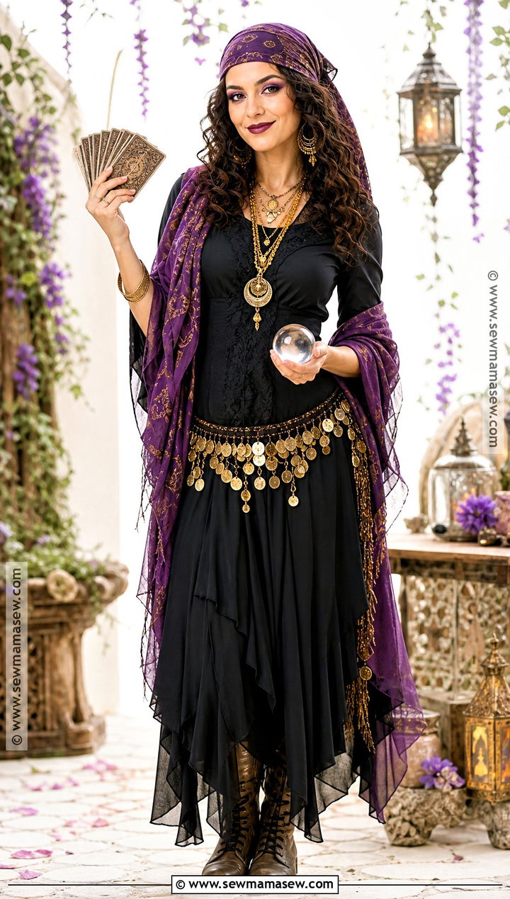 Fortune Teller Costume With Coin Scarf - 35 black dress costume ideas