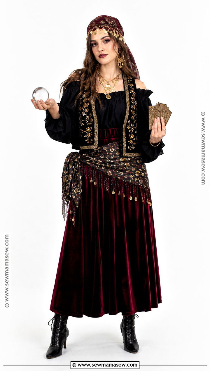 Fortune Teller Costume With Velvet Skirt - 35 Halloween Costume Ideas for Women