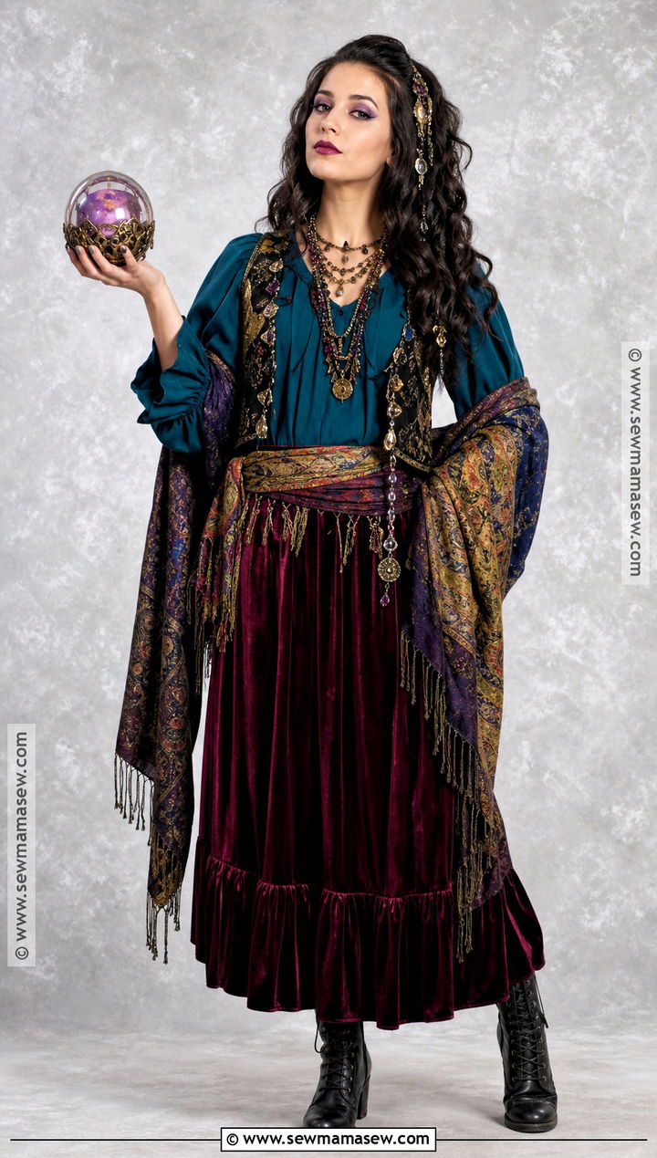 Fortune Teller Costume With Velvet Skirt - 50 costume ideas for women