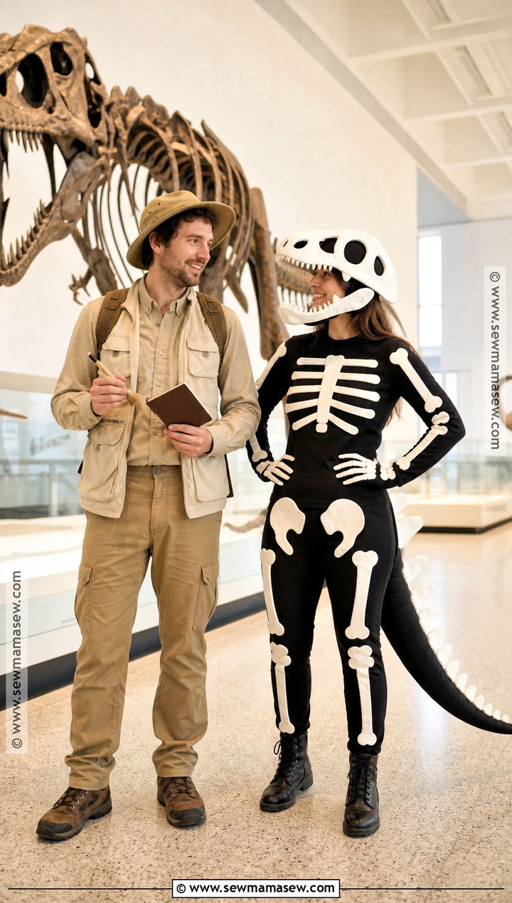 Fossil Hunter And Dinosaur Skeleton Duo Costume - 40 duo halloween costumes unique