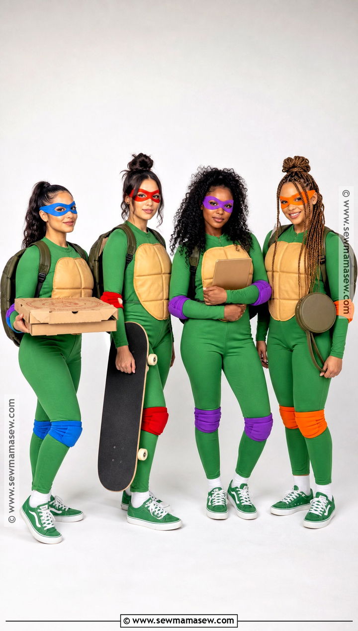 Four Women Ninja Turtle Group Costume - 30 Ninja Turtle Costume Ideas for Women