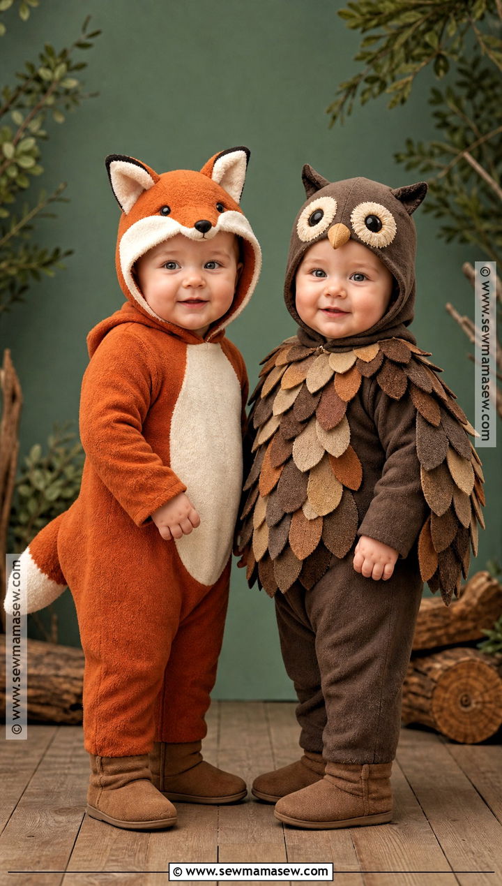 Fox And Owl Twin Baby Costume - 30 twin halloween costumes for babies