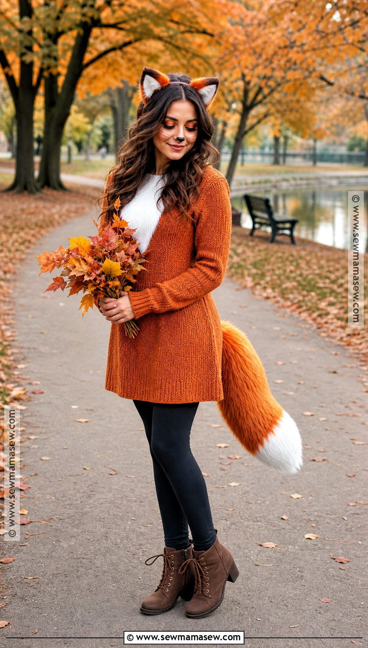 Fox Costume With Orange Tail - 40 cute halloween costume ideas