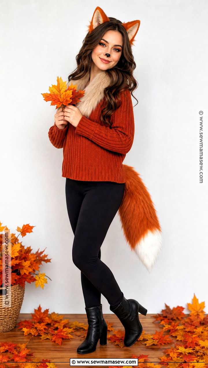 Fox Costume With Rust Colored Clothes - 35 quick easy halloween costumes for women