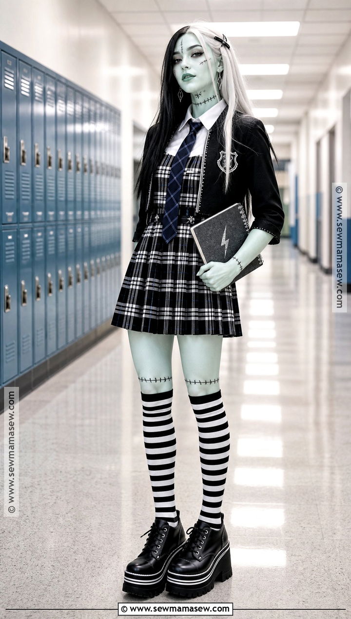 Frankie Stein Cosplay With Plaid Dress - 45 monster high cosplay ideas