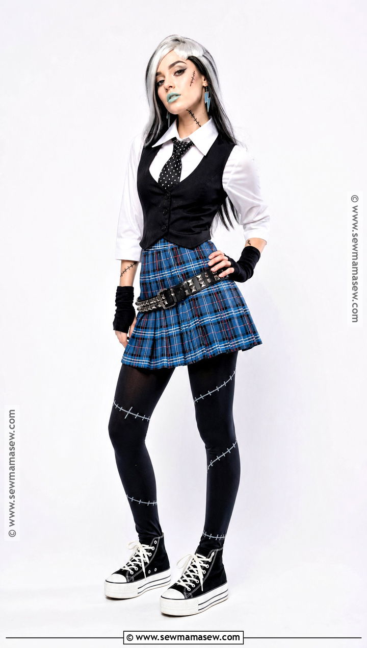 Frankie Stein Costume With Plaid Dress - 40 monster high costumes