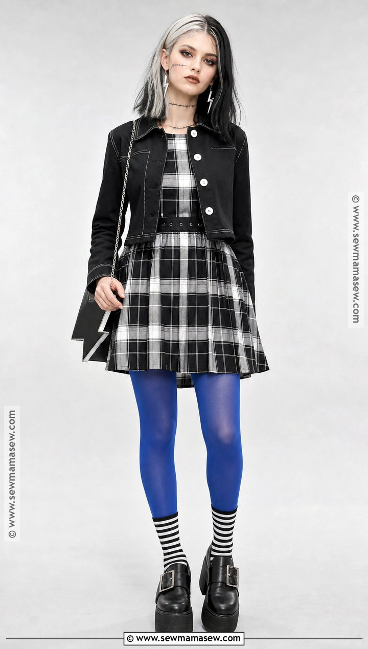 Frankie Stein Costume With Plaid Dress - 50 monster high costume ideas